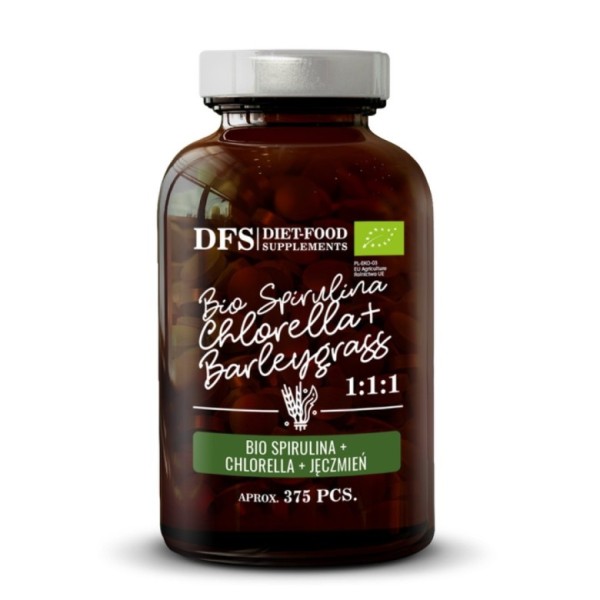 Bio Spirulina, Bio Chlorella and Bio Barley Grass 150 g - approx. 375 tabs
