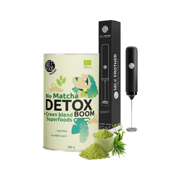 Bio Matcha Detox Boom 300 g + MILK FROTHER - Elektryczny Spieniacz